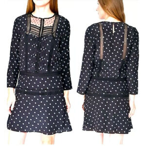 VERONICA BEARD Jasmine Lace Inset Dress Black Women's Sz 6 MSRP $650